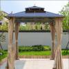 Picture of Aluminium Four-Corner Gazebo with Table, Chairs and Side Curtains, Outdoor Garden Shelter