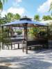 Picture of Aluminium Four-Corner Gazebo with Table, Chairs and Side Curtains, Outdoor Garden Shelter
