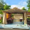 Picture of Outdoor Gazebo with Faux Thatched Straw Roof, Shade Shelter for Courtyard and Guesthouse