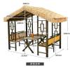 Picture of Outdoor Solid Timber Thatched Gazebo, Cabin Style Four-Post Landscape Pavilion for Garden