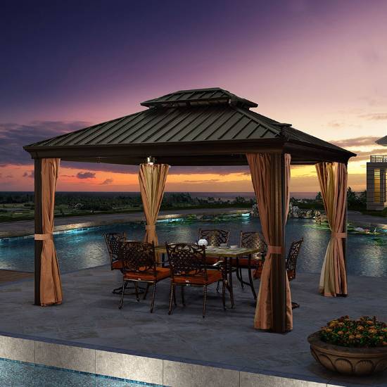 Picture of Outdoor Aluminium Four-Post Gazebo, Modern Shade Canopy for Garden and Terrace