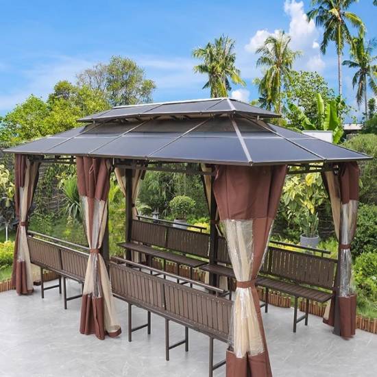 Picture of Chinese Style Aluminium Outdoor Gazebo, Villa Garden Rooftop Terrace Sun and Rain Shelter