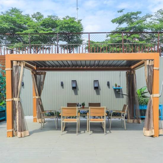Picture of New Chinese Style Electric Louvred Aluminium Gazebo, Rotating Louvre Roof, Villa Pergola
