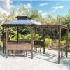 Picture of New Chinese Style Hexagonal Garden Gazebo, Rain and Sun Protection, for Villa Terraces
