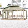 Picture of Outdoor Aluminium Four-Post Gazebo for Rooftop Terrace and Garden, Shade Canopy Sunroom
