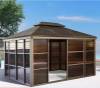 Picture of Outdoor Aluminium Four-Post Gazebo for Rooftop Terrace and Garden, Shade Canopy Sunroom