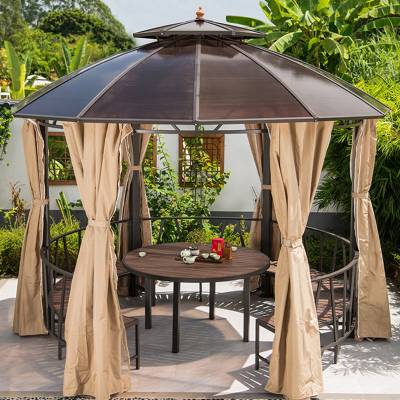Portable Round Garden Gazebo Sun Shade Tent for Farm, Rooftop Terrace and Villa