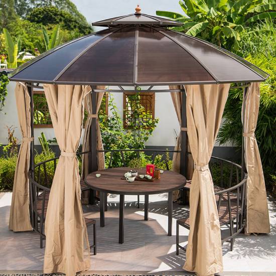 Picture of Portable Round Garden Gazebo Sun Shade Tent for Farm, Rooftop Terrace and Villa
