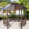 Picture of Portable Round Garden Gazebo Sun Shade Tent for Farm, Rooftop Terrace and Villa