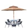 Picture of Outdoor Faux Straw Thatch Centre Pole Umbrella, Iron Frame, for Patio Tables and Chairs