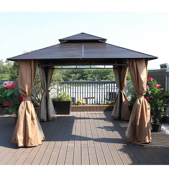 Picture of Outdoor Galvanised Metal Four-Post Gazebo, Waterproof Garden Pavilion for Villas and Resorts