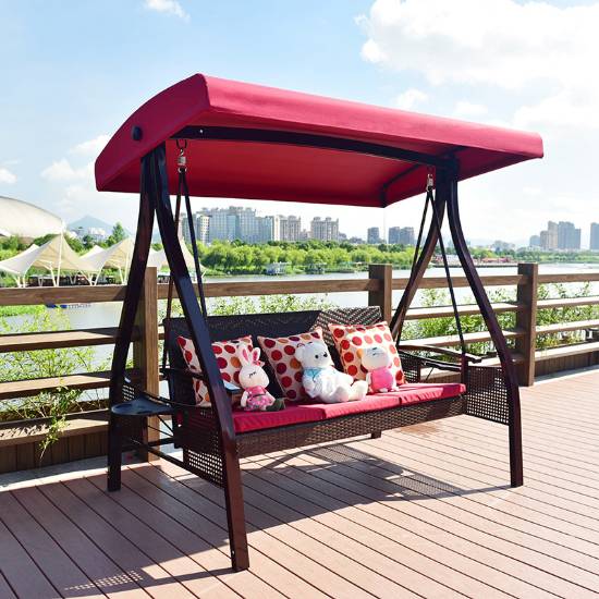 Picture of Outdoor Wrought Iron Swing Chair for 2-3 People, Garden and Balcony Hanging Seat