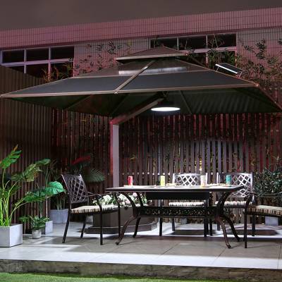 Outdoor Garden Gazebo, Sun Shade Canopy for Villa Terrace and Rooftop, Simple Wrought Iron Pavilion