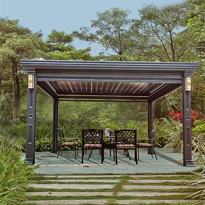 Electric Louvred Aluminium Gazebo, Four-Post Outdoor Pergola for Garden and Terrace