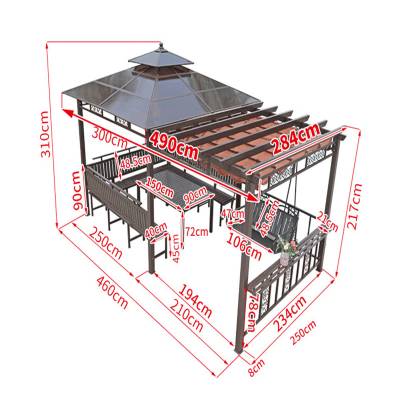Outdoor Wrought Iron Aluminium Pergola Sun Shelter for Villa Courtyard and Rooftop
