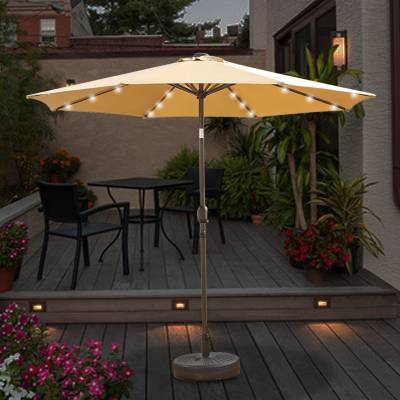 Outdoor Centre Pole Patio Umbrella, Solar Powered, Folding, for Balcony and Market Stalls