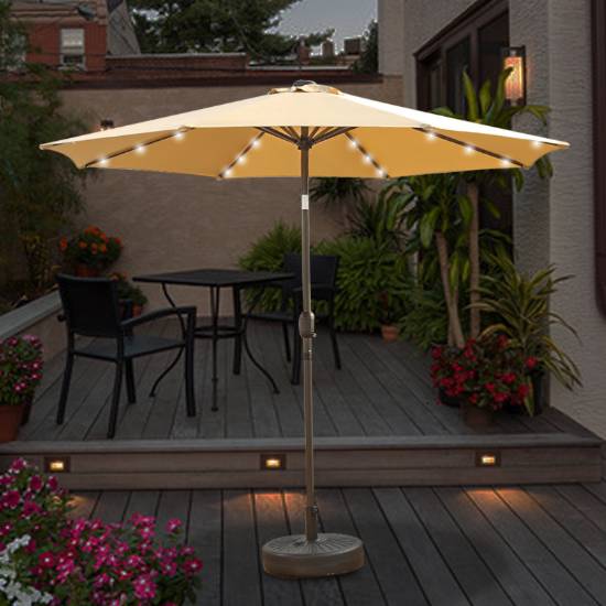 Picture of Outdoor Centre Pole Patio Umbrella, Solar Powered, Folding, for Balcony and Market Stalls