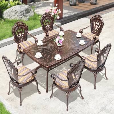 Cast Aluminium Outdoor Table and Chair Set for Villa Garden, Balcony and Terrace, Sun-Resistant
