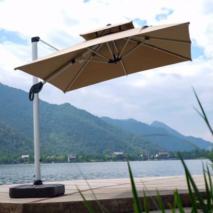 Picture of UV Protection Roman Patio Umbrella, Large Outdoor Shade for Balcony and Market Stalls