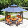 Picture of Polycarbonate Roof Four-Post Gazebo, Outdoor Market Stall Shade Umbrella, Park Pavilion