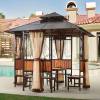 Picture of Polycarbonate Roof Four-Post Gazebo, Outdoor Market Stall Shade Umbrella, Park Pavilion