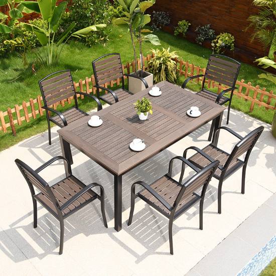 Picture of Wood Plastic Composite Outdoor Table and Chair Set, Treated Timber, Waterproof Patio Furniture