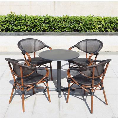 Mesh Fabric Rattan Outdoor Chair and Coffee Table Set for Garden, Patio and Balcony