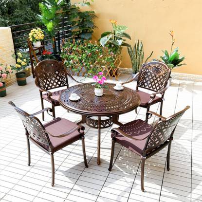 Picture of Cast Aluminium Outdoor Table and Chair Set for Terrace, Balcony and Garden