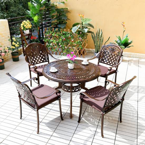 Picture of Cast Aluminium Outdoor Table and Chair Set for Terrace, Balcony and Garden