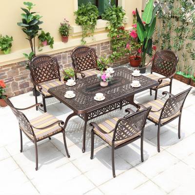 Cast Aluminium Outdoor Table and Chair Set, Waterproof and Sun-Resistant, Garden Patio