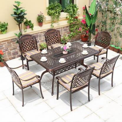 Picture of Cast Aluminium Outdoor Table and Chair Set, Waterproof and Sun-Resistant, Garden Patio