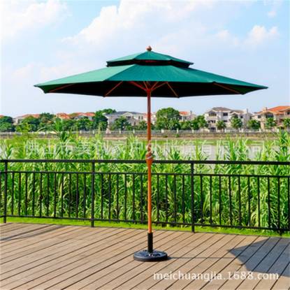 Picture of Outdoor Centre Pole Patio Umbrella, Large Folding Sun Shade for Balcony and Beach
