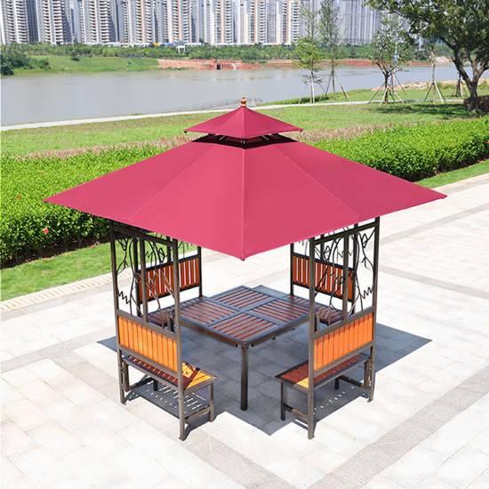 Picture of Outdoor Composite Timber Gazebo with Wrought Iron Floral Detail, Villa Garden Pavilion