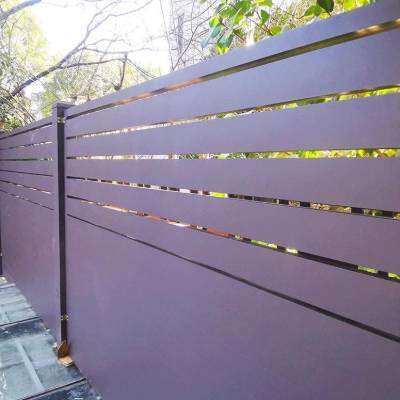 Villa Garden Aluminium Slat Fence Panel, Durable Wrought Aluminium Courtyard Fencing