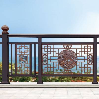 Villa Aluminium Balcony Balustrade, Chinese Style Wrought Aluminium Stair Handrail