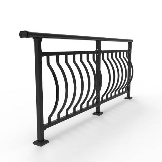 Picture of Aluminium and Zinc Steel Balcony Balustrade Handrail, Curved Wrought Iron Outdoor Terrace Railing for Villas