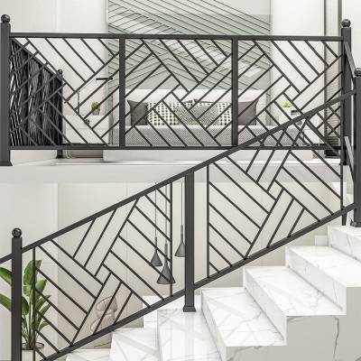 Indoor Villa Stair and Balcony Wrought Iron and Solid Timber Balustrade Handrail, Anti-Slip