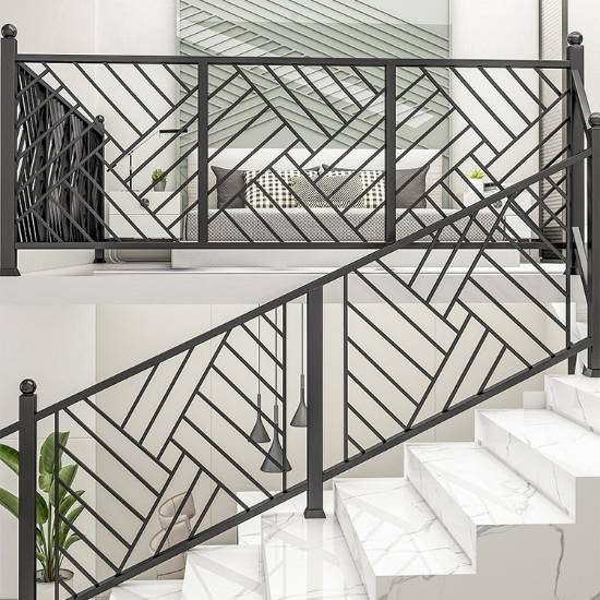 Picture of Indoor Villa Stair and Balcony Wrought Iron and Solid Timber Balustrade Handrail, Anti-Slip