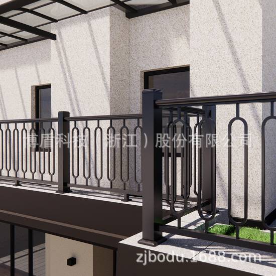 Picture of Solid Timber Stair Handrail, Balcony Balustrade in Wrought Iron, Zinc Steel or Stainless Steel, Outdoor Villa Fencing
