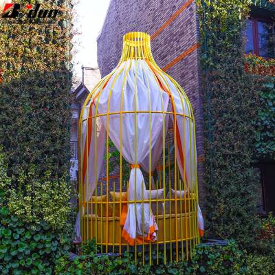 Zinc Steel Landscape Railing, Wrought Iron Birdcage Style, Outdoor Metal Fence for Courtyard, Anti-Climb