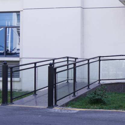 Picture of Glass Balustrade Handrail with Zinc Steel Posts and Toughened Glass, Aluminium Balcony Railing