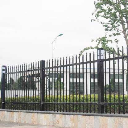 Picture of Zinc Steel Fence with LED Post Lights, Boundary Railing for Municipal and Government Buildings, Outdoor Barrier