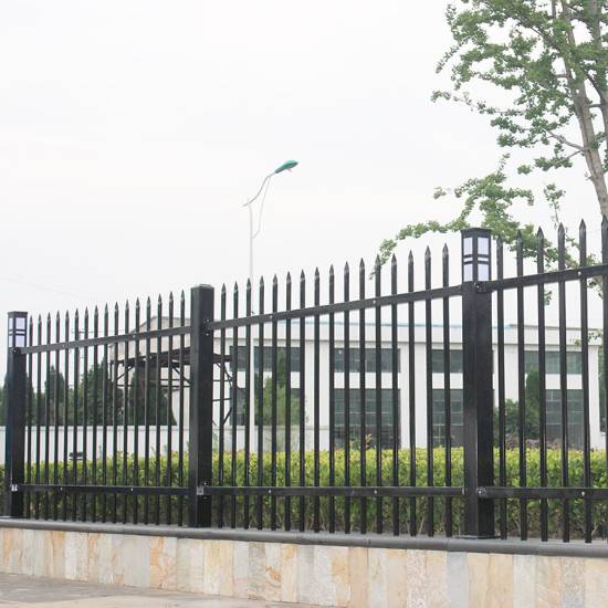 Picture of Zinc Steel Fence with LED Post Lights, Boundary Railing for Municipal and Government Buildings, Outdoor Barrier