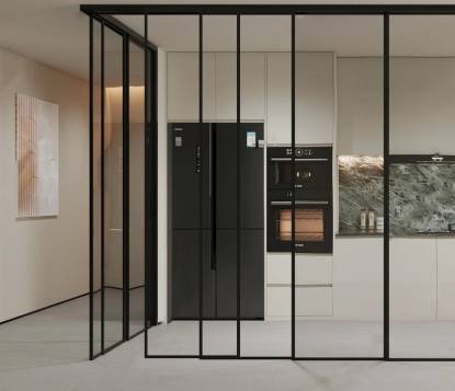 Picture of Ultra Slim Triple Linked Sliding Door, Top Hung Track, for Kitchens and Studies