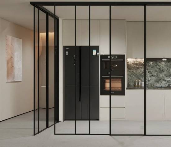 Picture of Ultra Slim Triple Linked Sliding Door, Top Hung Track, for Kitchens and Studies