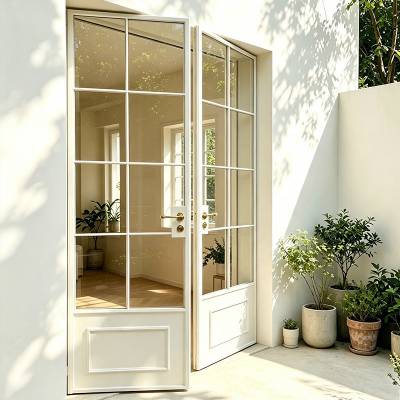 French Vintage Thermal Break Aluminium Double Doors for Shops, Boutiques and Kitchen Partitions
