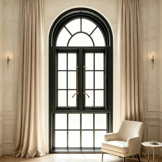 Picture of Customisable Thermal Break Aluminium French Retro Arched or Square Casement Window, Entry Divider Ventilation Window