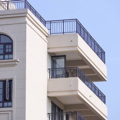 Picture of Wrought Iron Balustrade for Loft and Corridor, Rust-Proof Outdoor Balcony Railing, Modern Minimalist