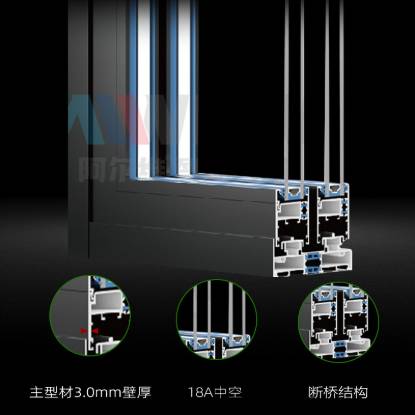 Picture of Thermal Break Titanium Magnesium Aluminium Sliding Window with Insect Screen, Security