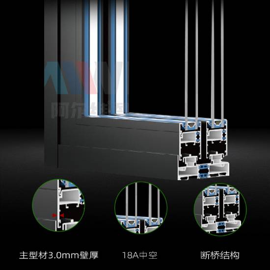 Picture of Thermal Break Titanium Magnesium Aluminium Sliding Window with Insect Screen, Security